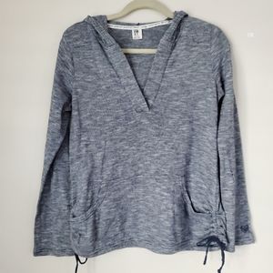 Roxy Blue and White Striped V Neck Nautical Beach Surf Swim Hoodie Medium